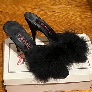 Frederick's of Hollywood Black Feathered Heels